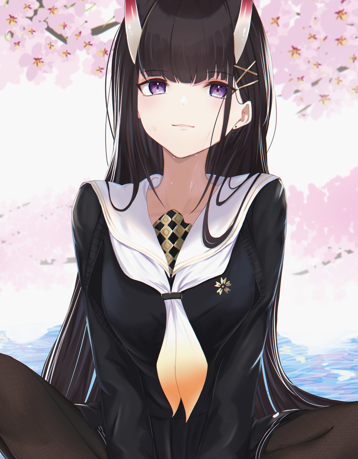 azur_lane, daily_(daily178900), horns, noshiro_(azur_lane), pantyhose, seifuku, skirt_lift