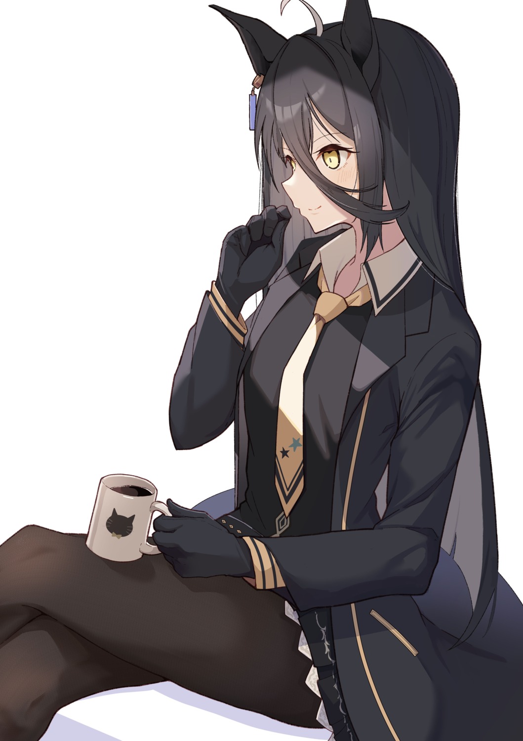animal_ears, manhattan_cafe_(umamusume), pantyhose, sansaisoba, skirt_lift, uma_musume_pretty_derby, uniform
