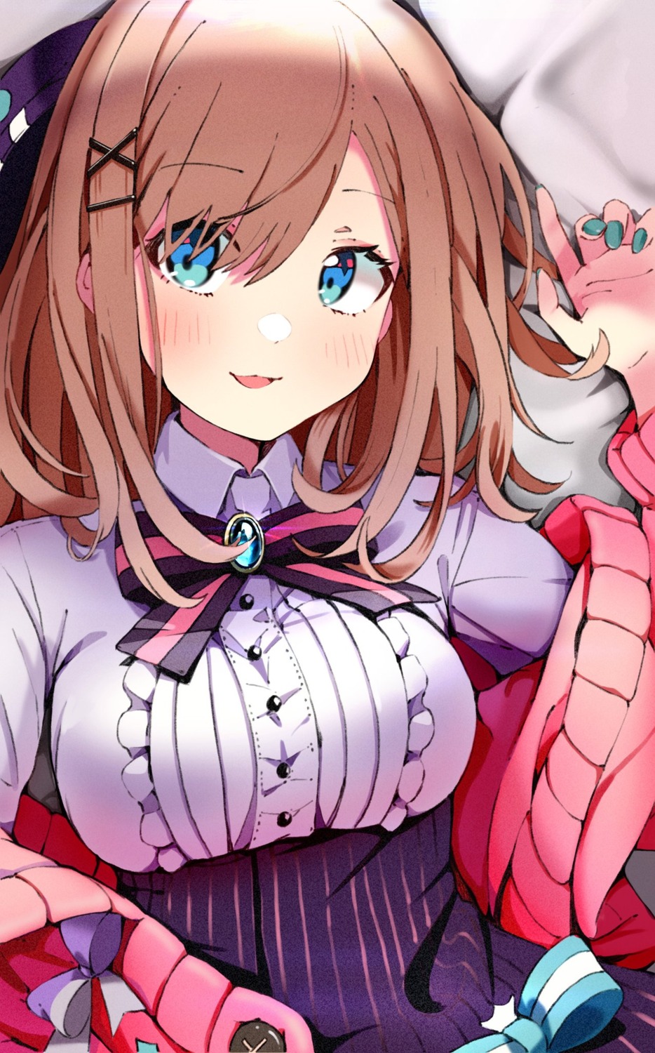 dress_shirt, nijisanji, suzuhara_ruru, sweater, uyuyu_uyu
