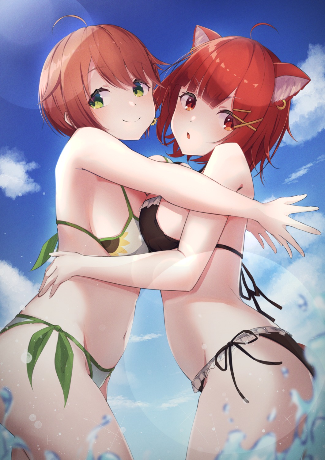 animal_ears, bikini, honma_himawari, nekomimi, nijisanji, nijisanji_gamers, ratna_petit, swimsuits