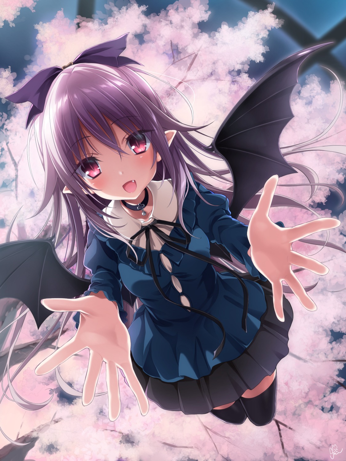 aoi_tori_(purple_software), chaamii, dress, mary_harker, pointy_ears, thighhighs, wings