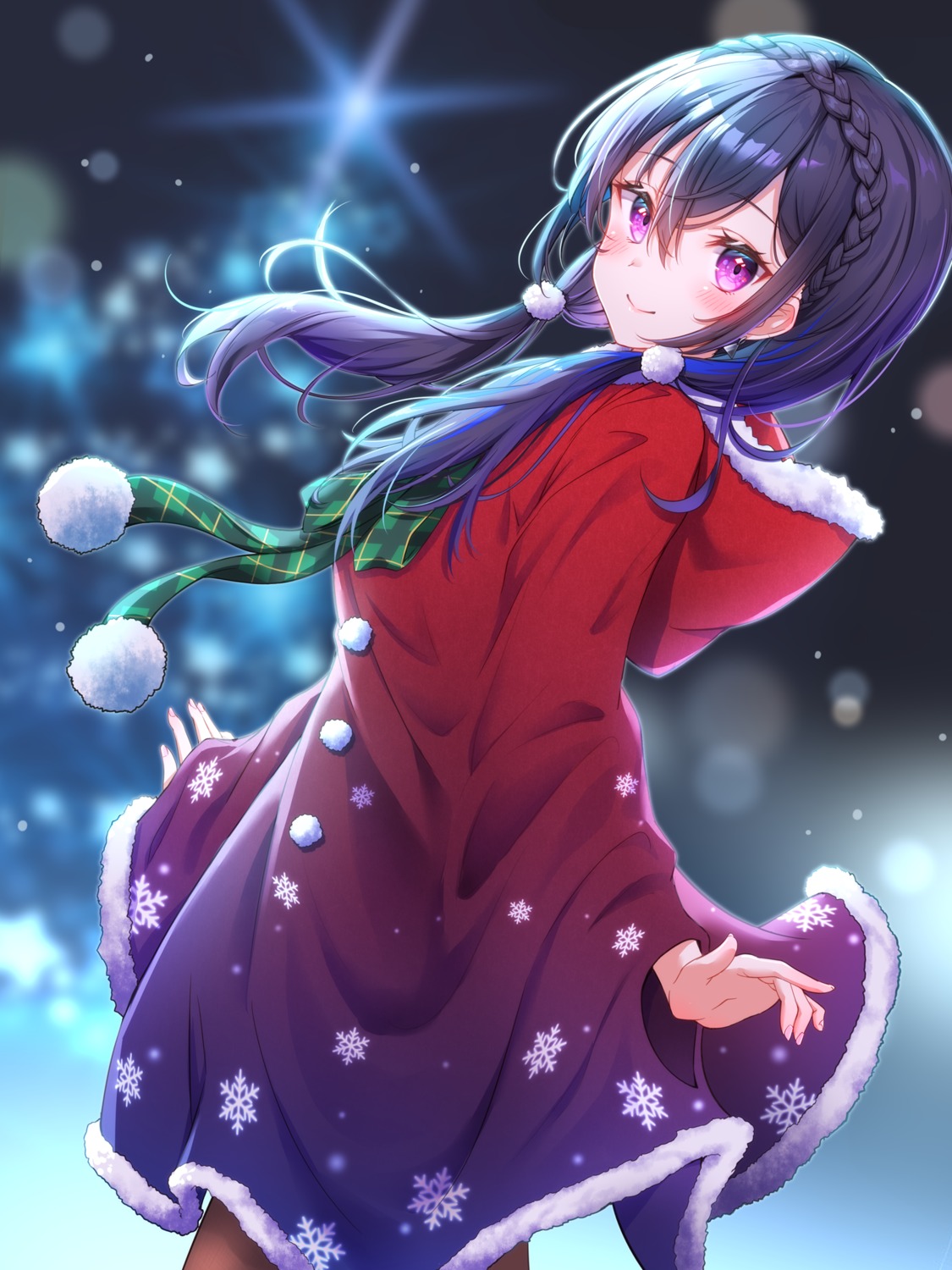 christmas, dress, pantyhose, skirt_lift, toki_(toki_ship8)