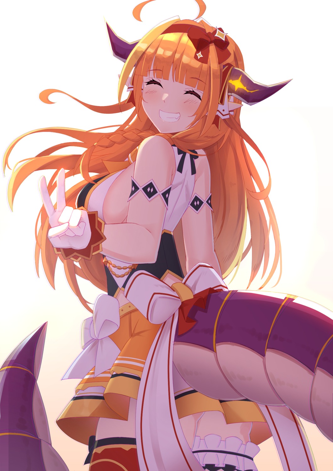 garter, hololive, horns, kiryuu_coco, kusubii, no_bra, pointy_ears, tail, thighhighs