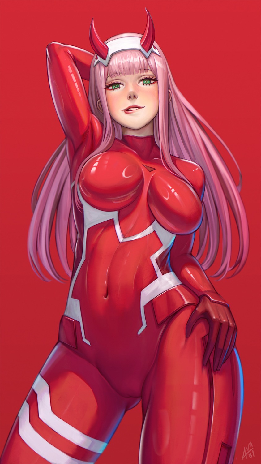 ava_(ava31), bodysuit, cameltoe, darling_in_the_franxx, horns, zero_two_(darling_in_the_franxx)