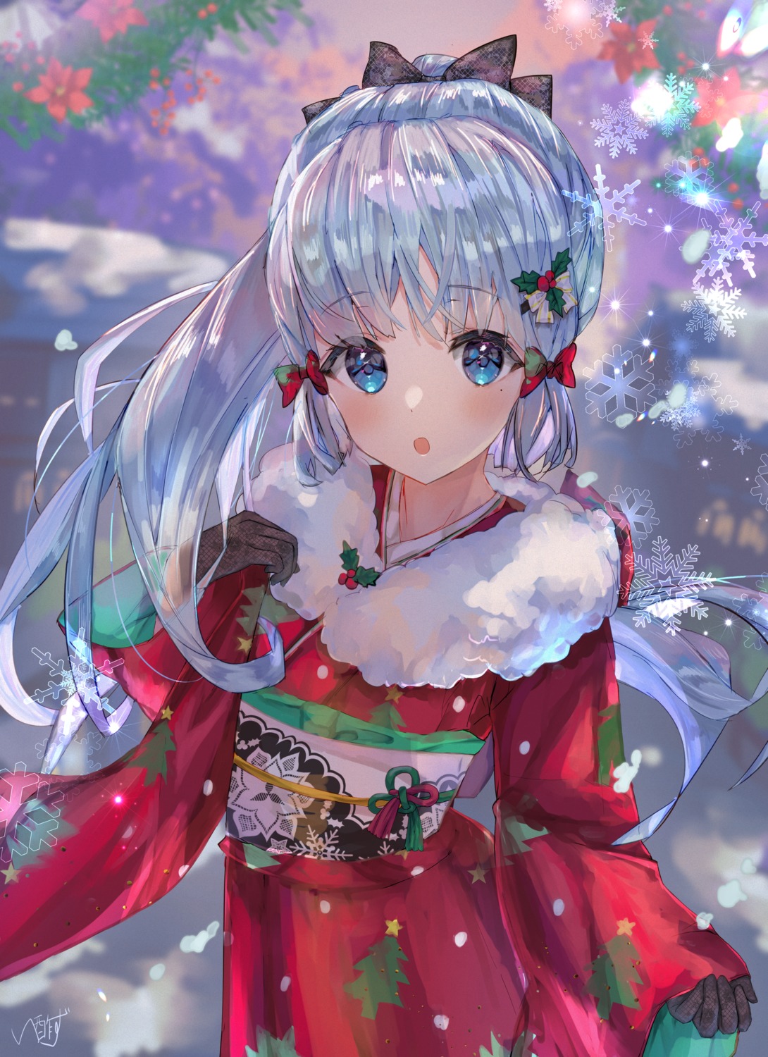 christmas, genshin_impact, isuzu_(an_icy_cat), japanese_clothes, kamisato_ayaka