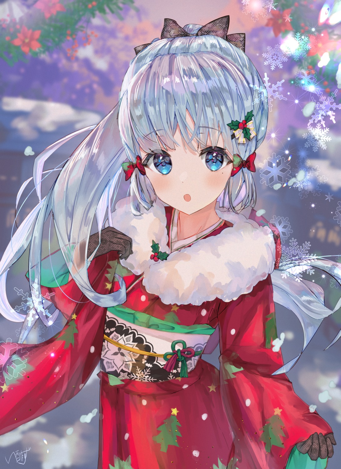 christmas, genshin_impact, isuzu_(an_icy_cat), japanese_clothes, kamisato_ayaka