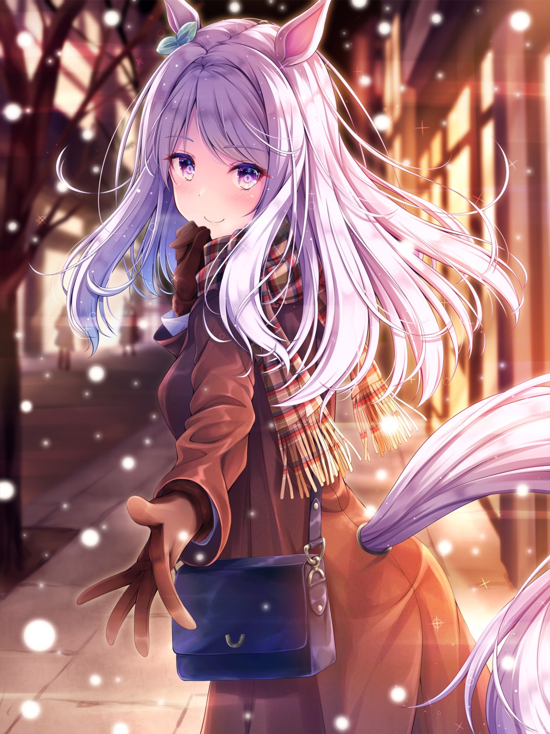 akashio, animal_ears, christmas, dress, mejiro_mcqueen_(umamusume), tail, uma_musume_pretty_derby