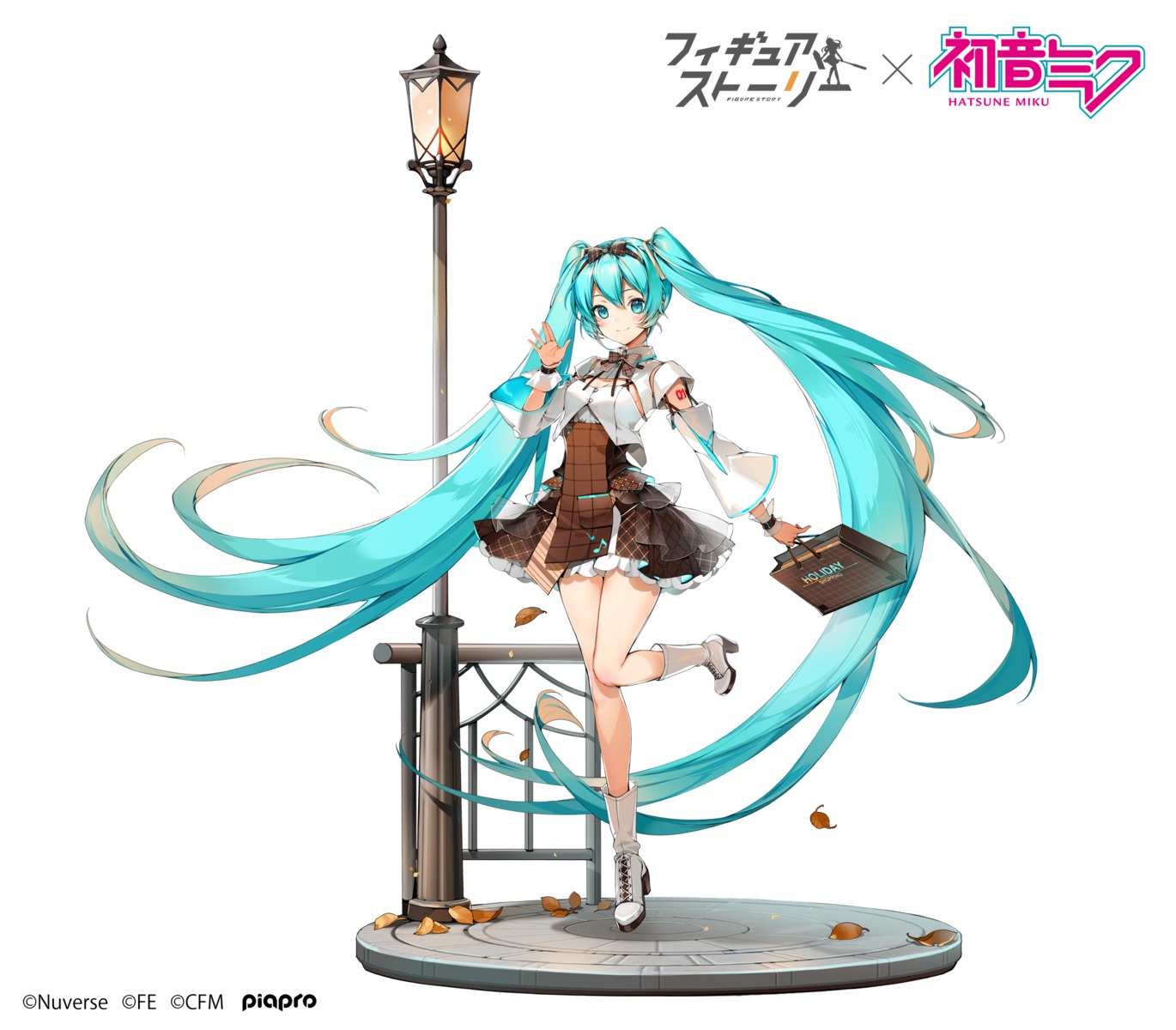 dress, figure_story, hatsune_miku, headphones, heels, skirt_lift, tattoo, vocaloid