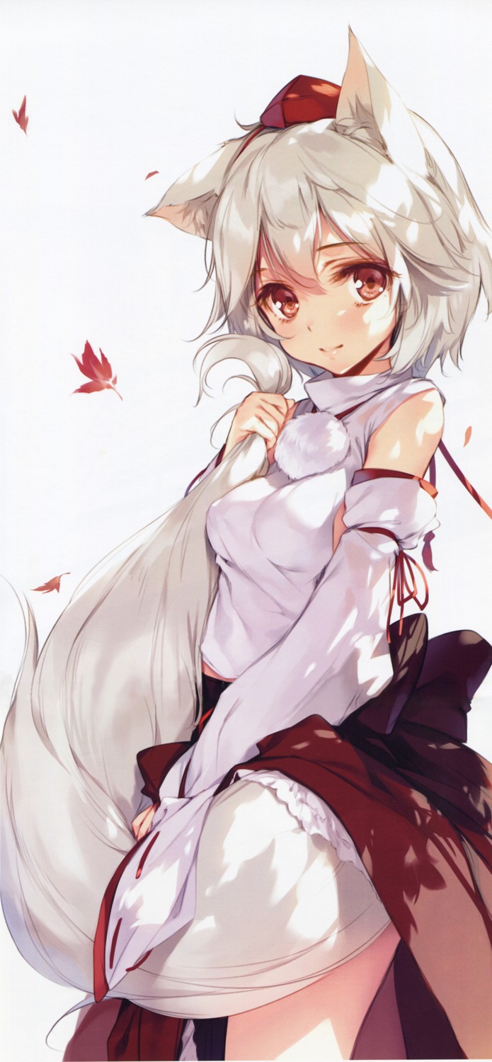 animal_ears, inubashiri_momiji, inumimi, japanese_clothes, ke-ta, skirt_lift, tail, touhou
