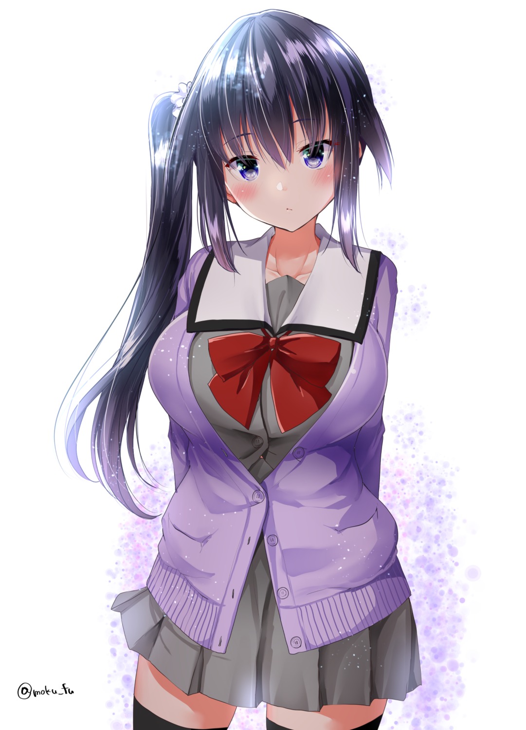 mokufuu, seifuku, sweater, thighhighs