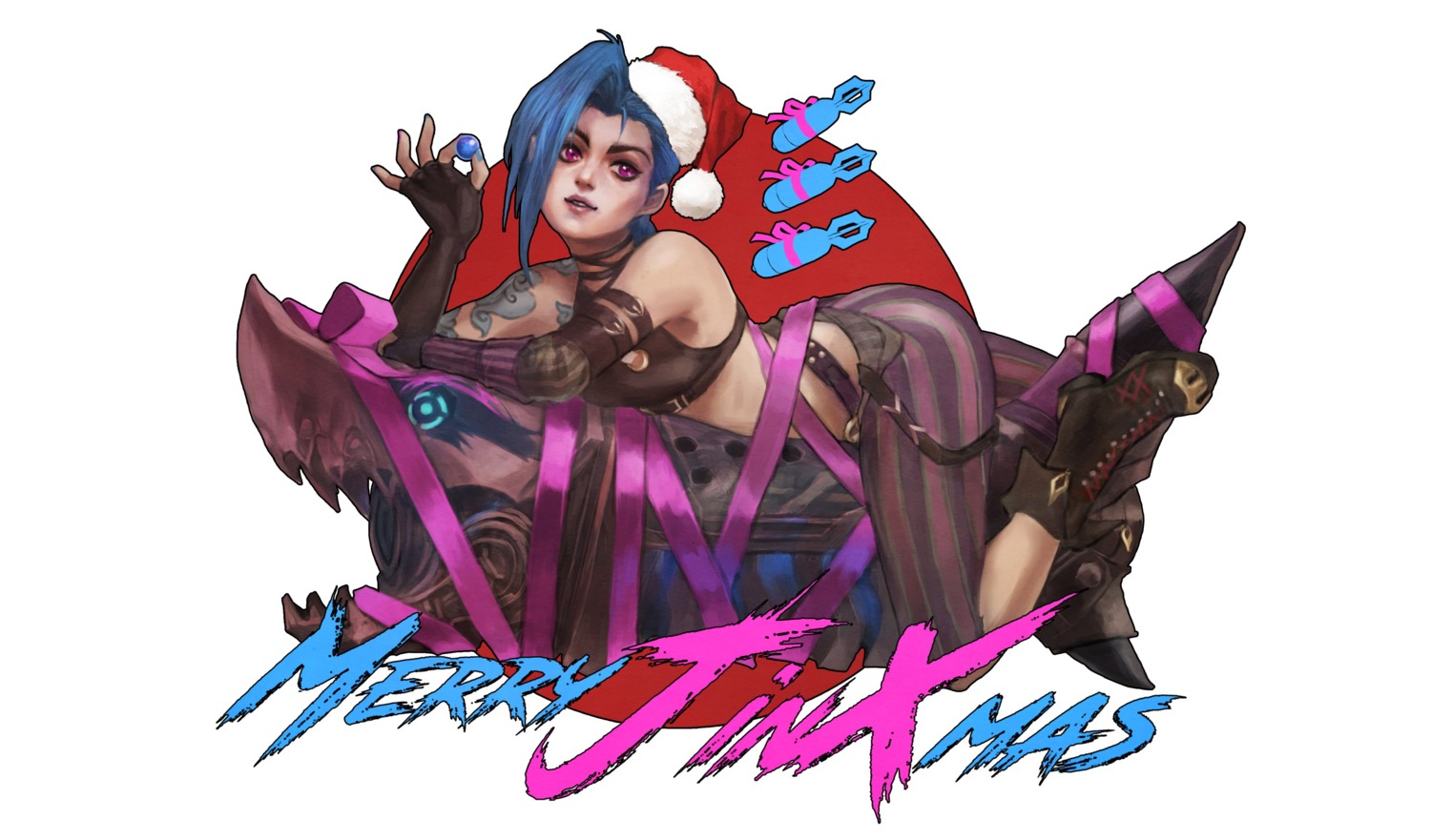 christmas, jinx, league_of_legends, monori_rogue, tattoo