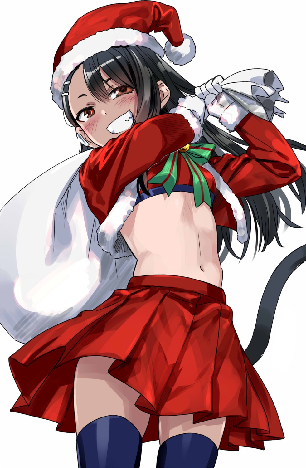 christmas, ijiranaide_nagatoro-san, nagatoro_hayase, nanashi, tail, thighhighs