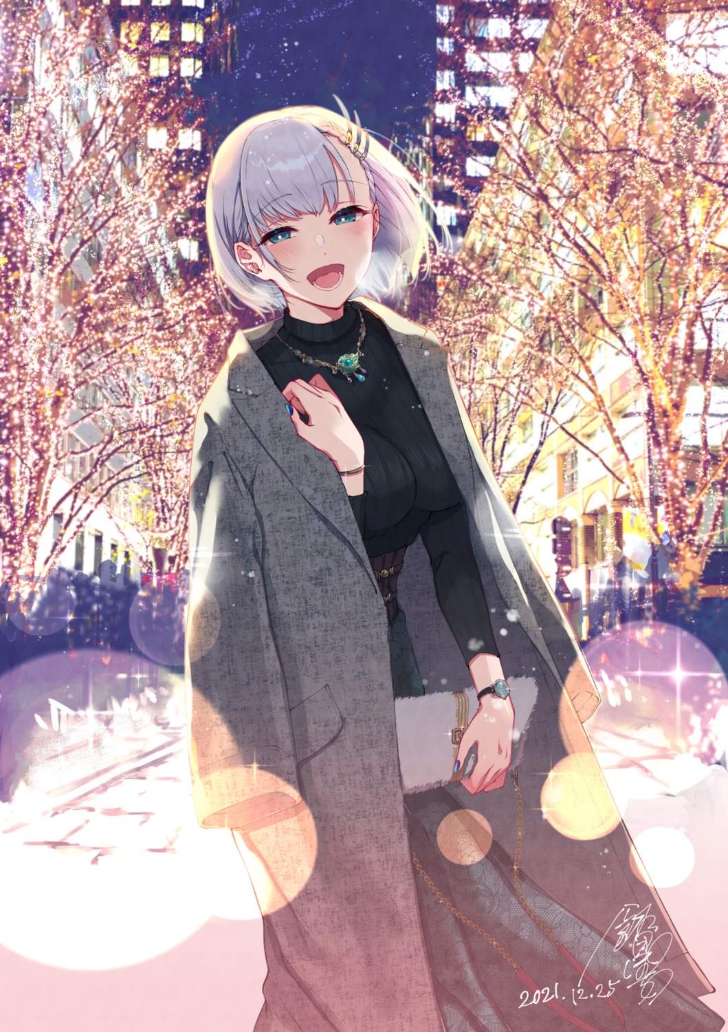 christmas, hololive, hololive_indonesia, pavolia_reine, pochi_(pochi-goya), sweater
