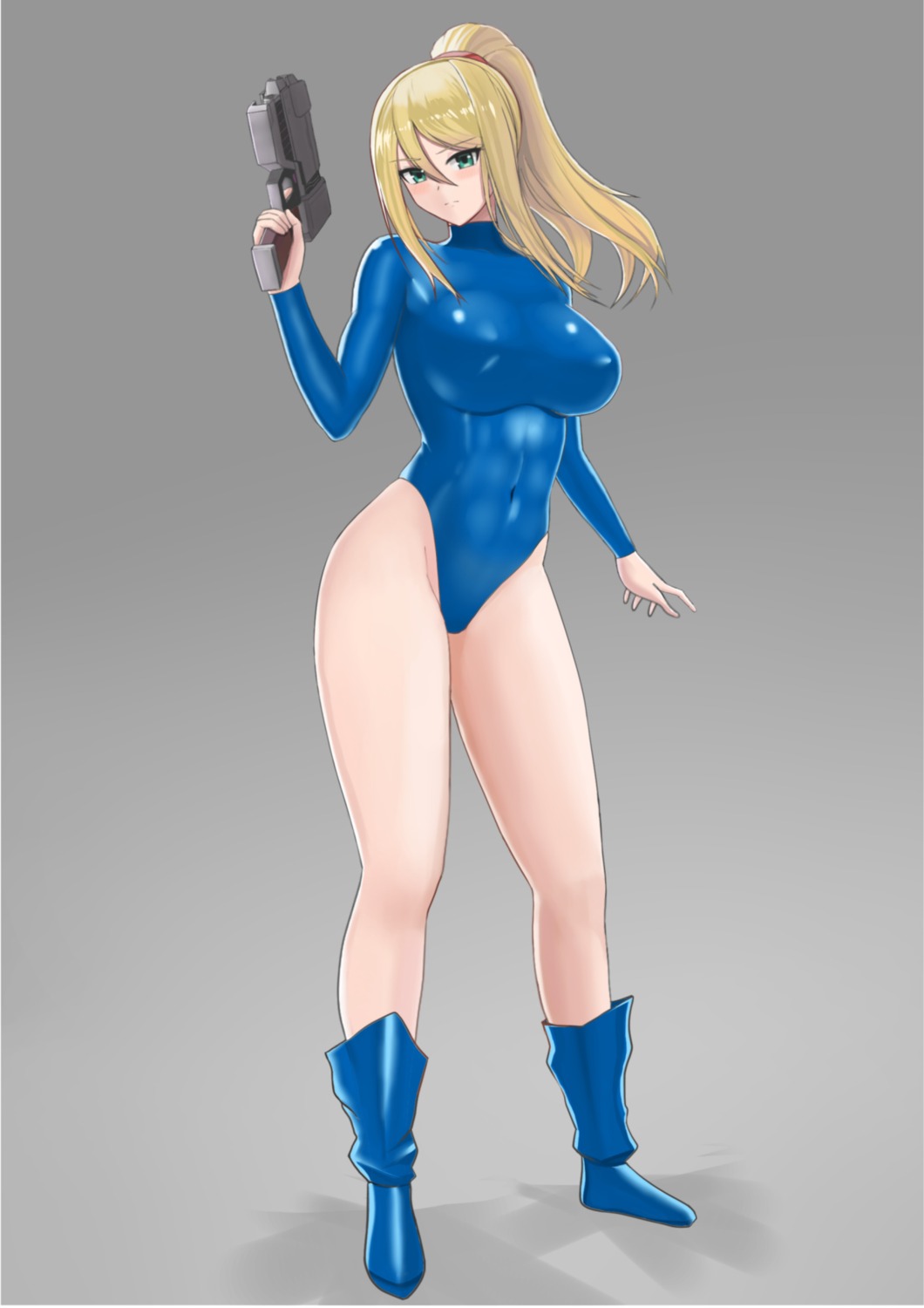 gun, higofushi, leotard, metroid, samus_aran