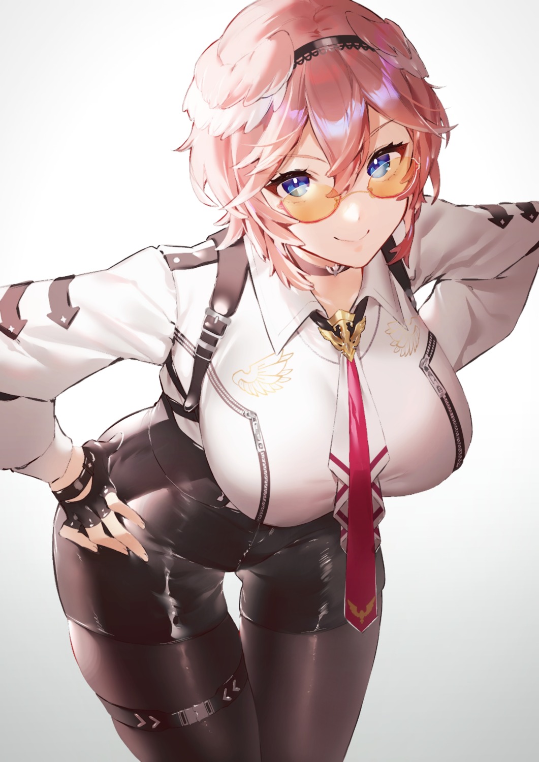 garter, hololive, ichibi, megane, pantyhose, takane_lui, uniform, wings