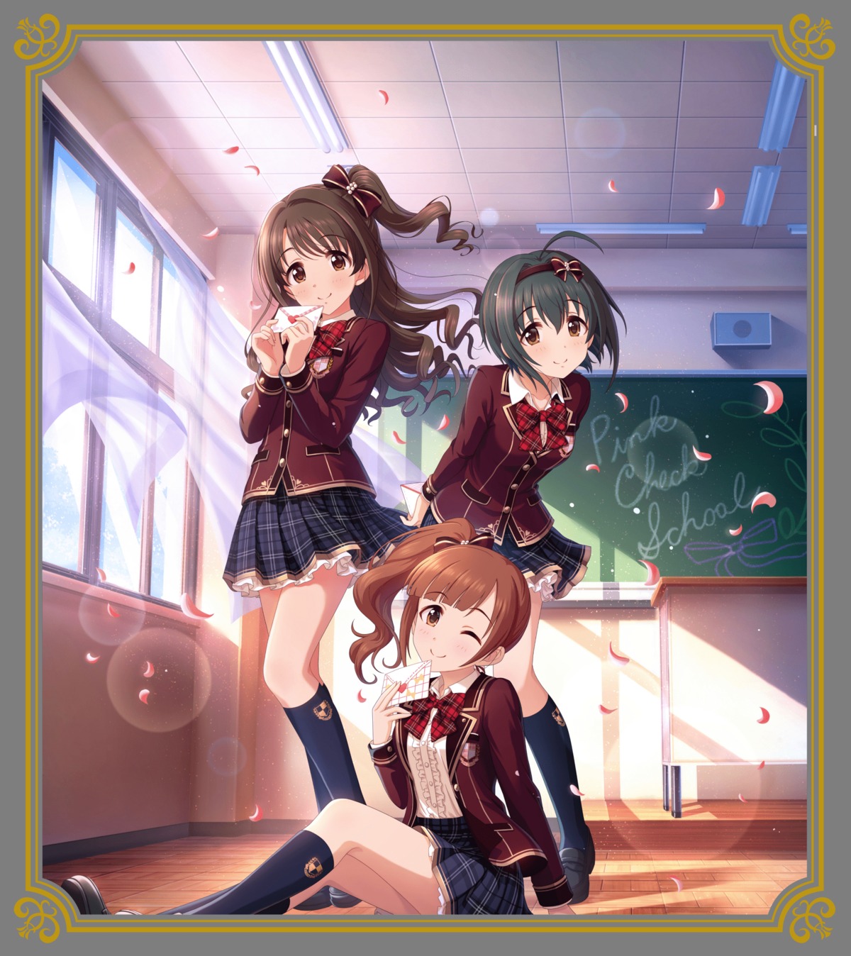 igarashi_kyouko, kohinata_miho, seifuku, shimamura_uzuki, skirt_lift, tagme, the_idolm@ster, the_idolm@ster_cinderella_girls