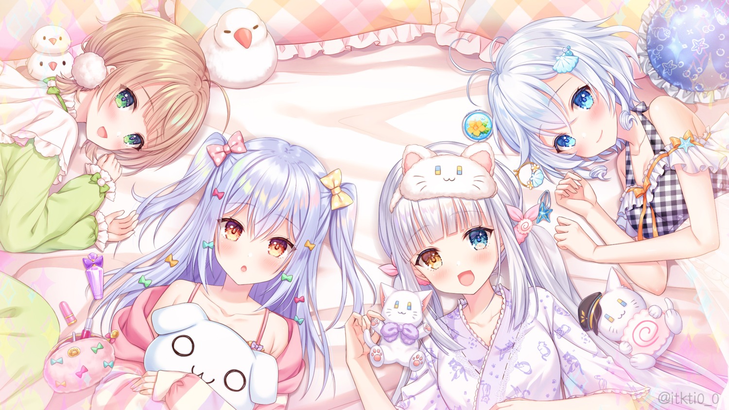 crossover, dennou_shoujo_youtuber_shiro, heterochromia, indie_virtual_youtuber, inuyama_tamaki, itsuki_jun, kagura_mea, kagura_mea_channel