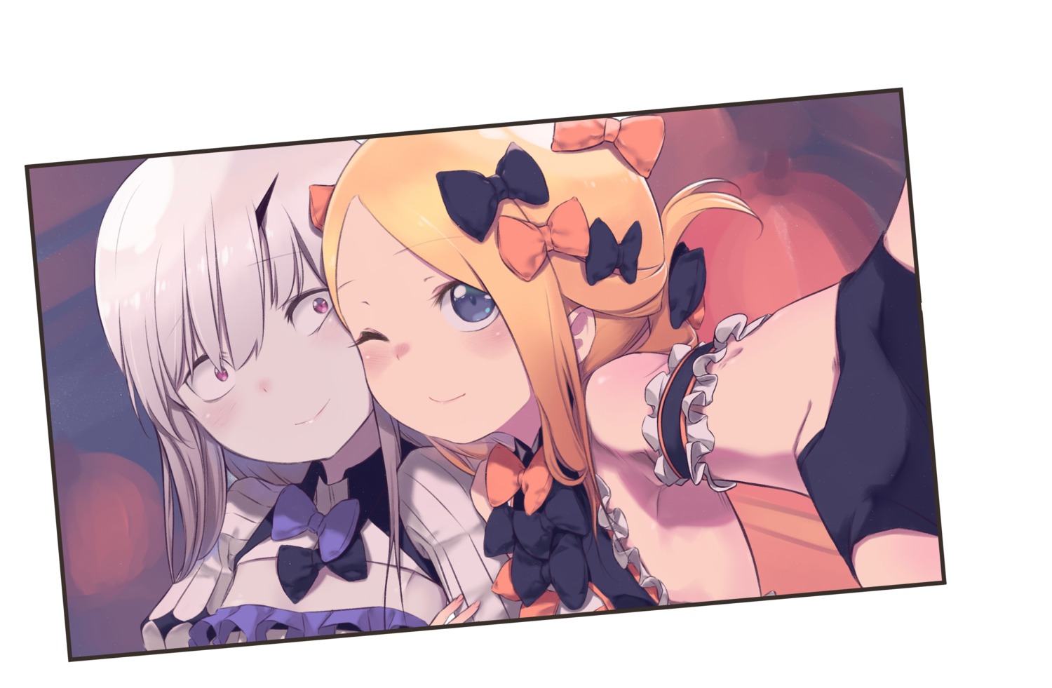 abigail_williams_(fate), daisi_gi, fate/grand_order, horns, lavinia_whateley_(fate/grand_order), no_bra, selfie, yuri