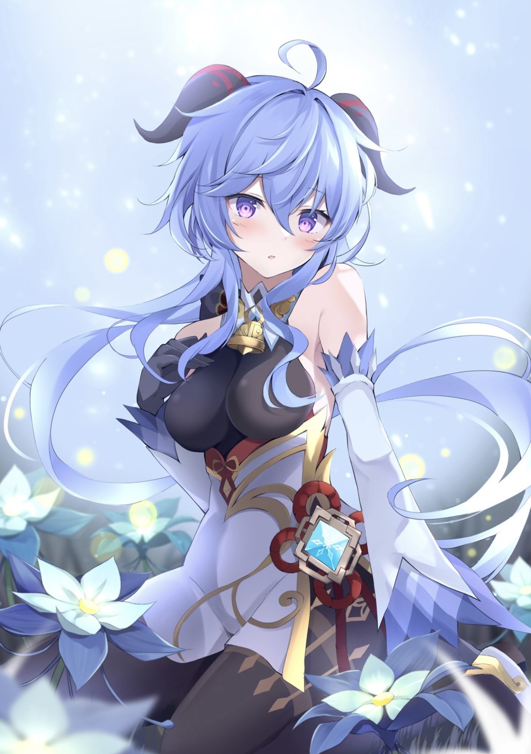 asian_clothes, ganyu, genshin_impact, horns, hyurasan, pantyhose