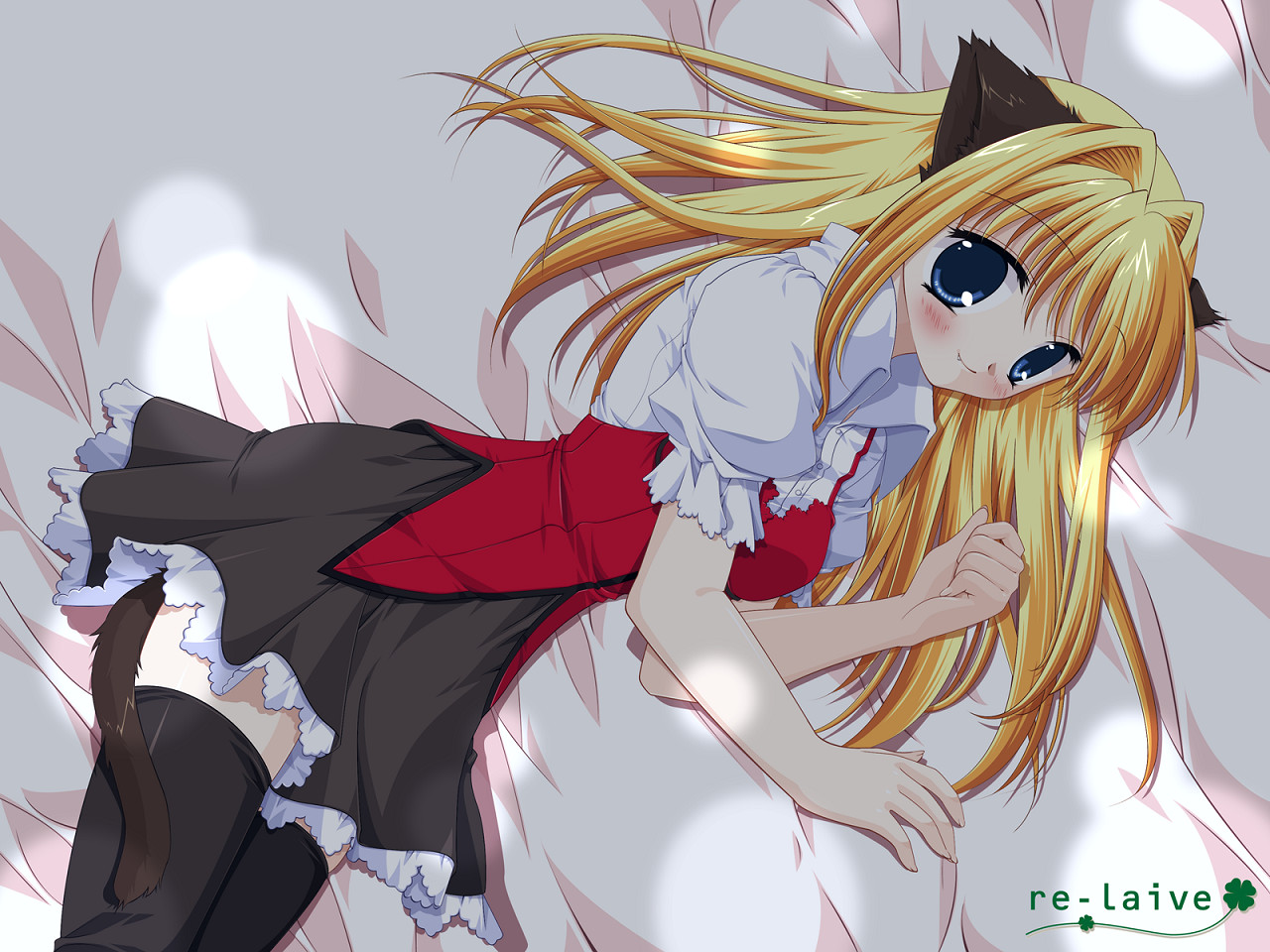 animal_ears, nekomimi, re-laive, sakurazawa_izumi, tail, thighhighs, tsukahara_ai, wallpaper