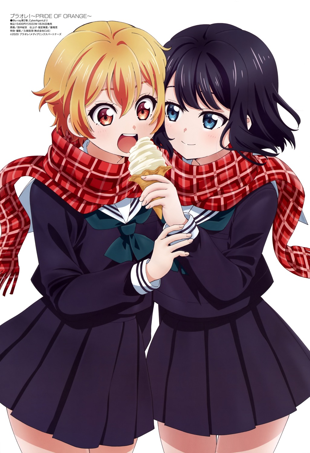 puraore!_~pride_of_orange~, saginuma_riko, seifuku, takagi_naomi, tanaka_kii, yuri
