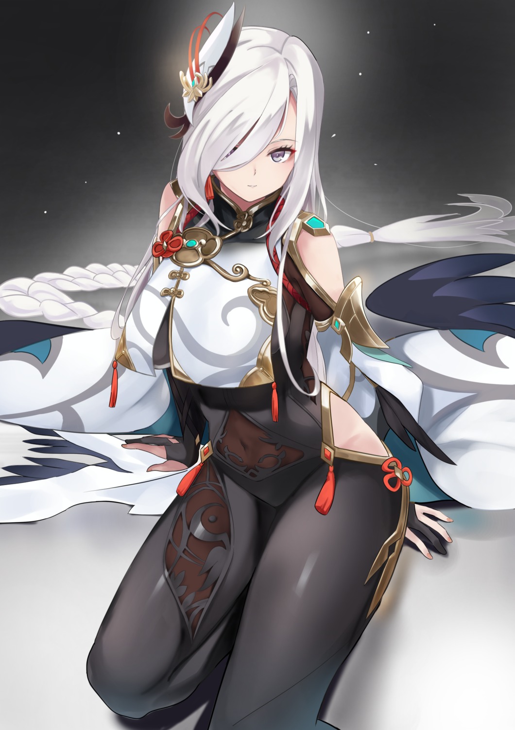 asian_clothes, bodysuit, genshin_impact, manjirou_(manji_illust), shenhe