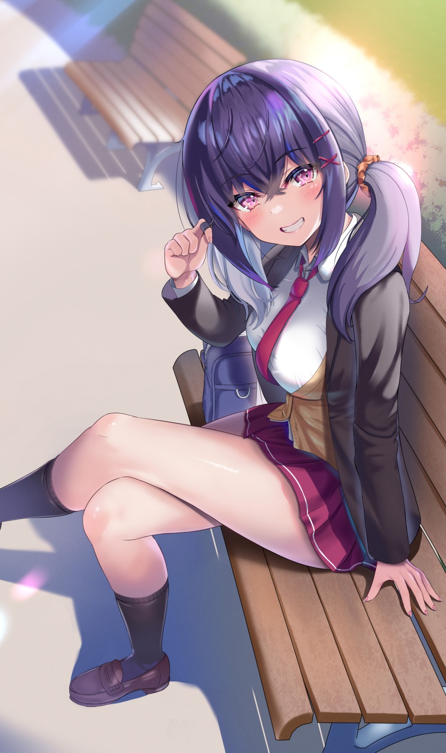 kaneki_yushi, seifuku, skirt_lift, sweater