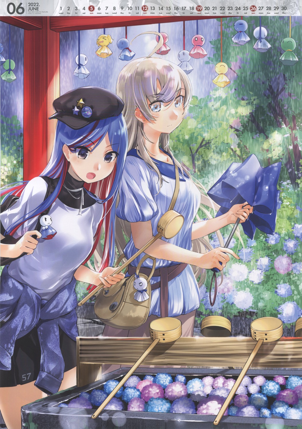 calendar, kantai_collection, south_dakota_(kancolle), tagme, umbrella, washington_(kancolle)