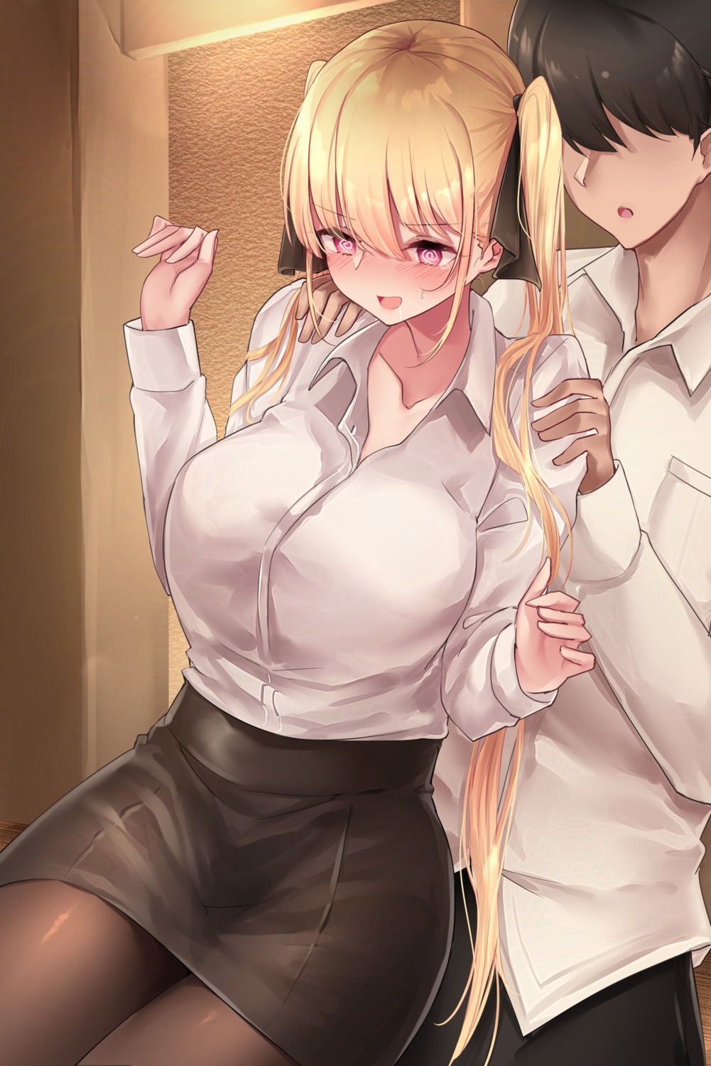 dress_shirt, osisio, pantyhose