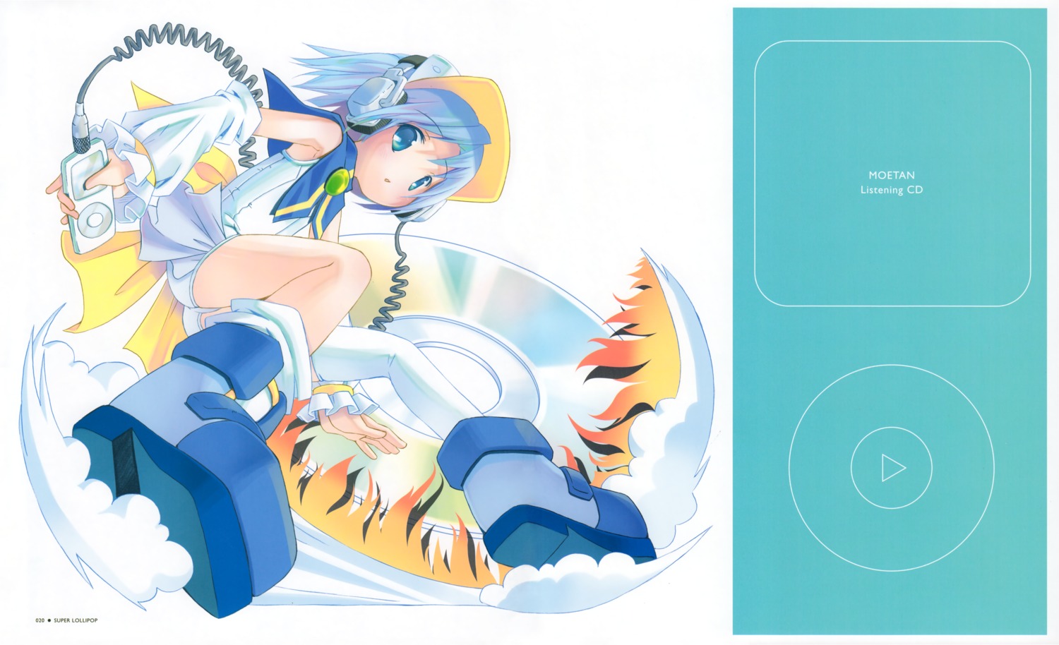 fixed, headphones, moetan, pastel_ink, pop, school_swimsuit, swimsuits, thighhighs