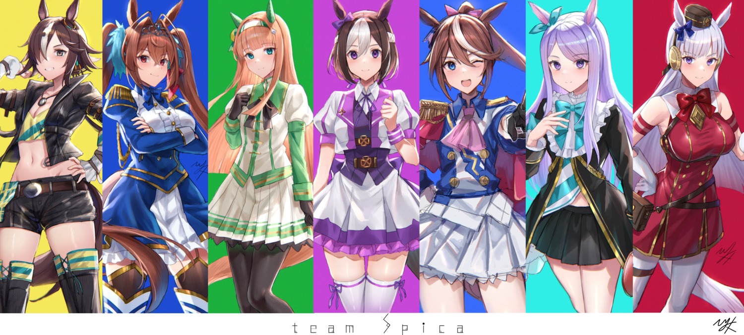 animal_ears, breast_hold, daiwa_scarlet_(umamusume), garter, gold_ship_(umamusume), hitomin_(ksws7544), mejiro_mcqueen_(umamusume), pantyhose