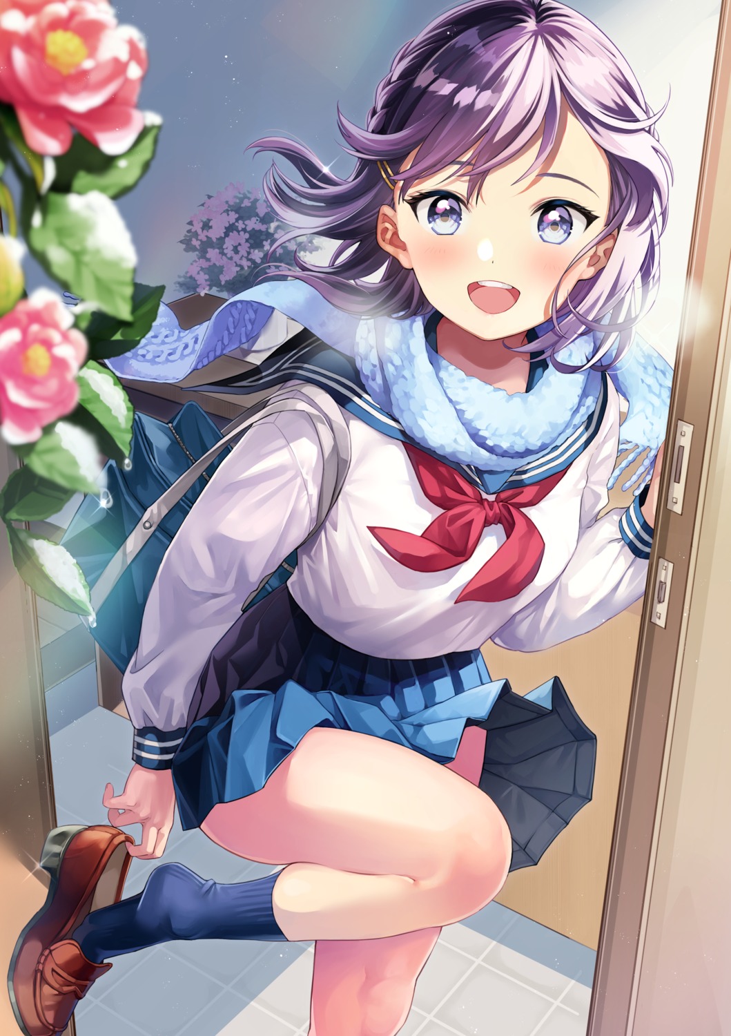 matsuzaki_miyuki, seifuku, skirt_lift