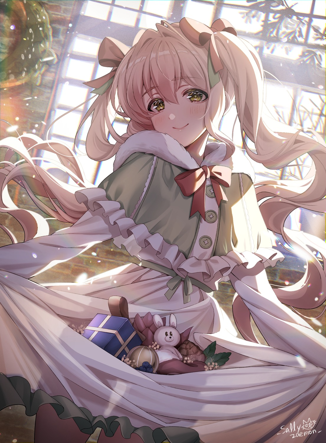 christmas, dress, saionji_kotoka, sallyzaemon, see_through, skirt_lift, the_idolm@ster, the_idolm@ster_cinderella_girls