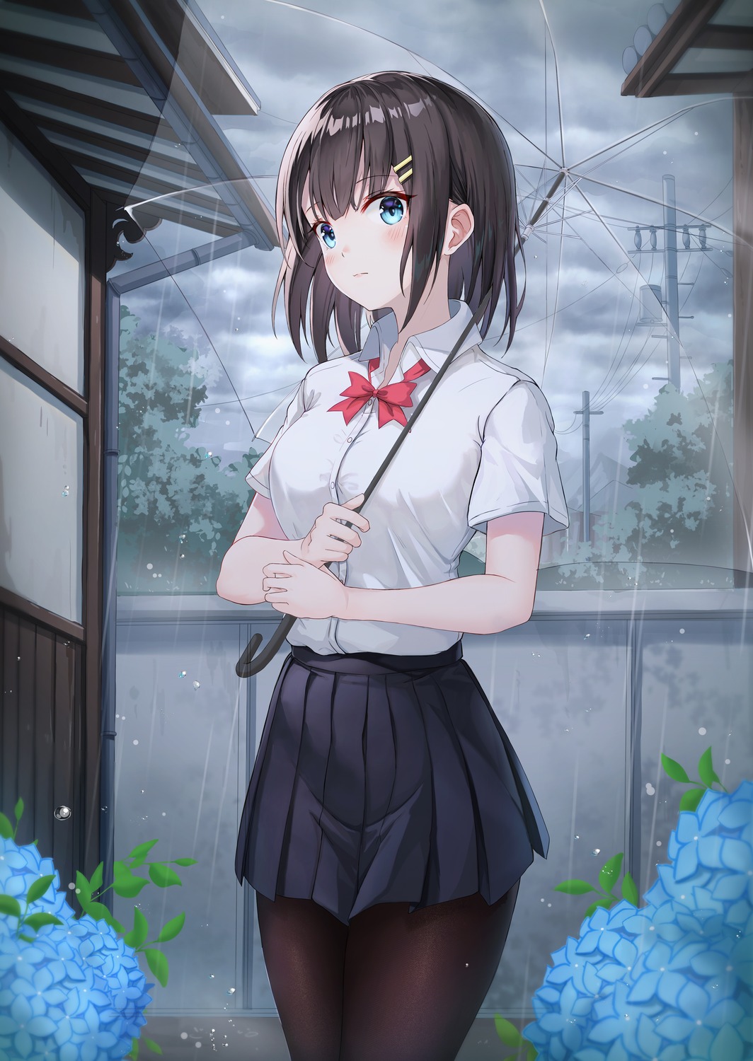 neon_(hhs9444), pantyhose, seifuku, umbrella
