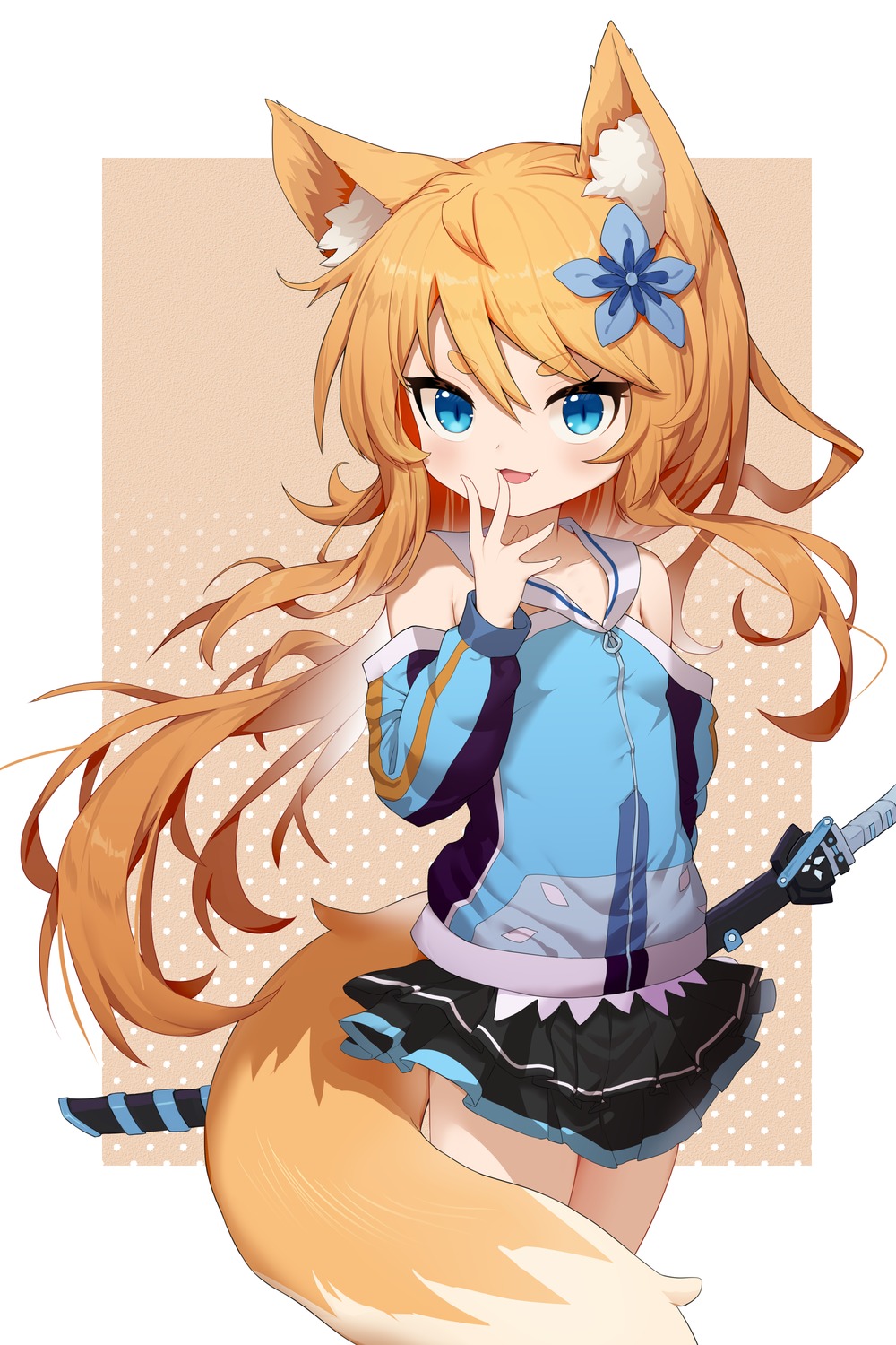 animal_ears, kitsune, pg_(pege544), sword, tail