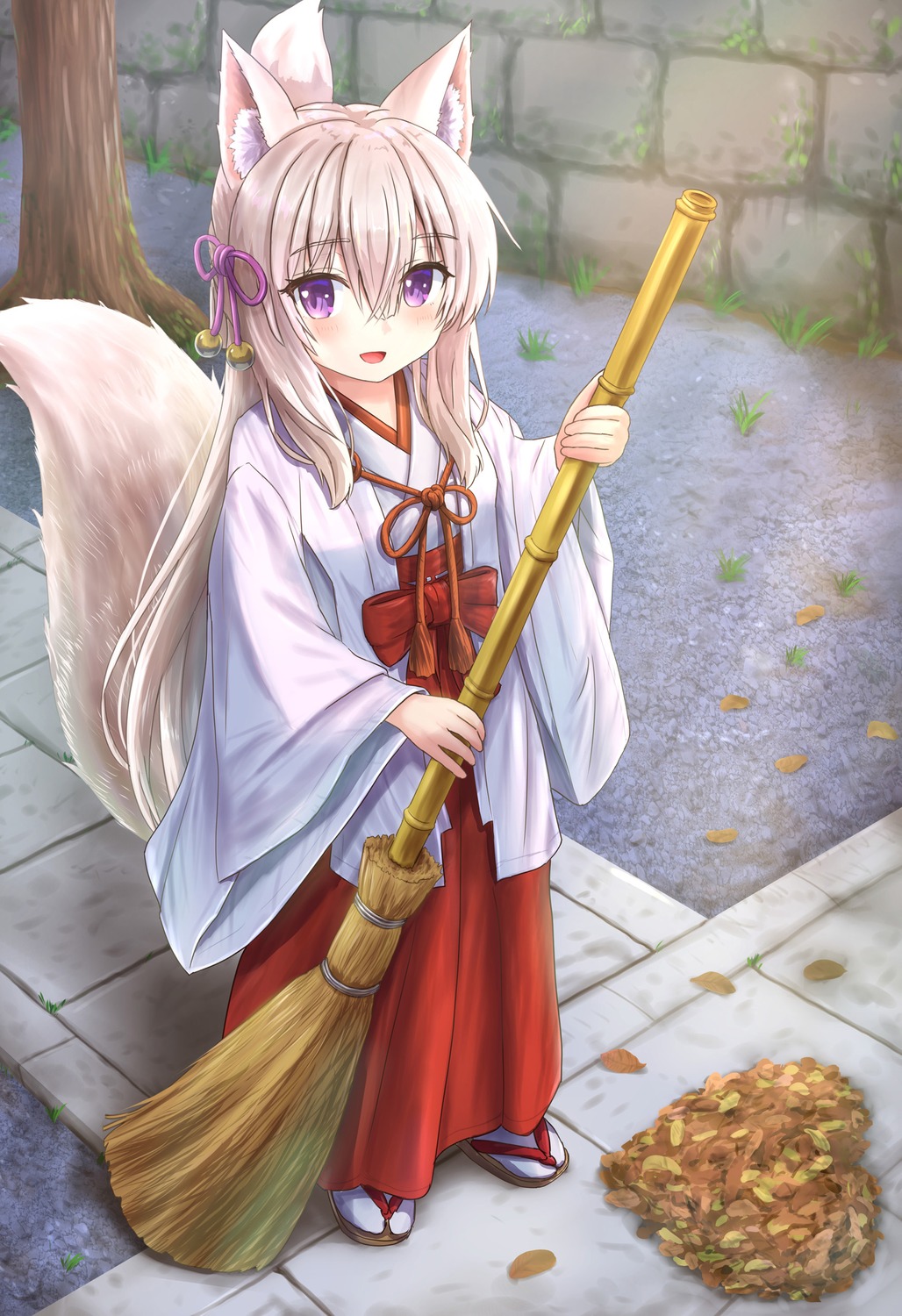 animal_ears, iroha_(iroha_matsurika), kitsune, miko, tail
