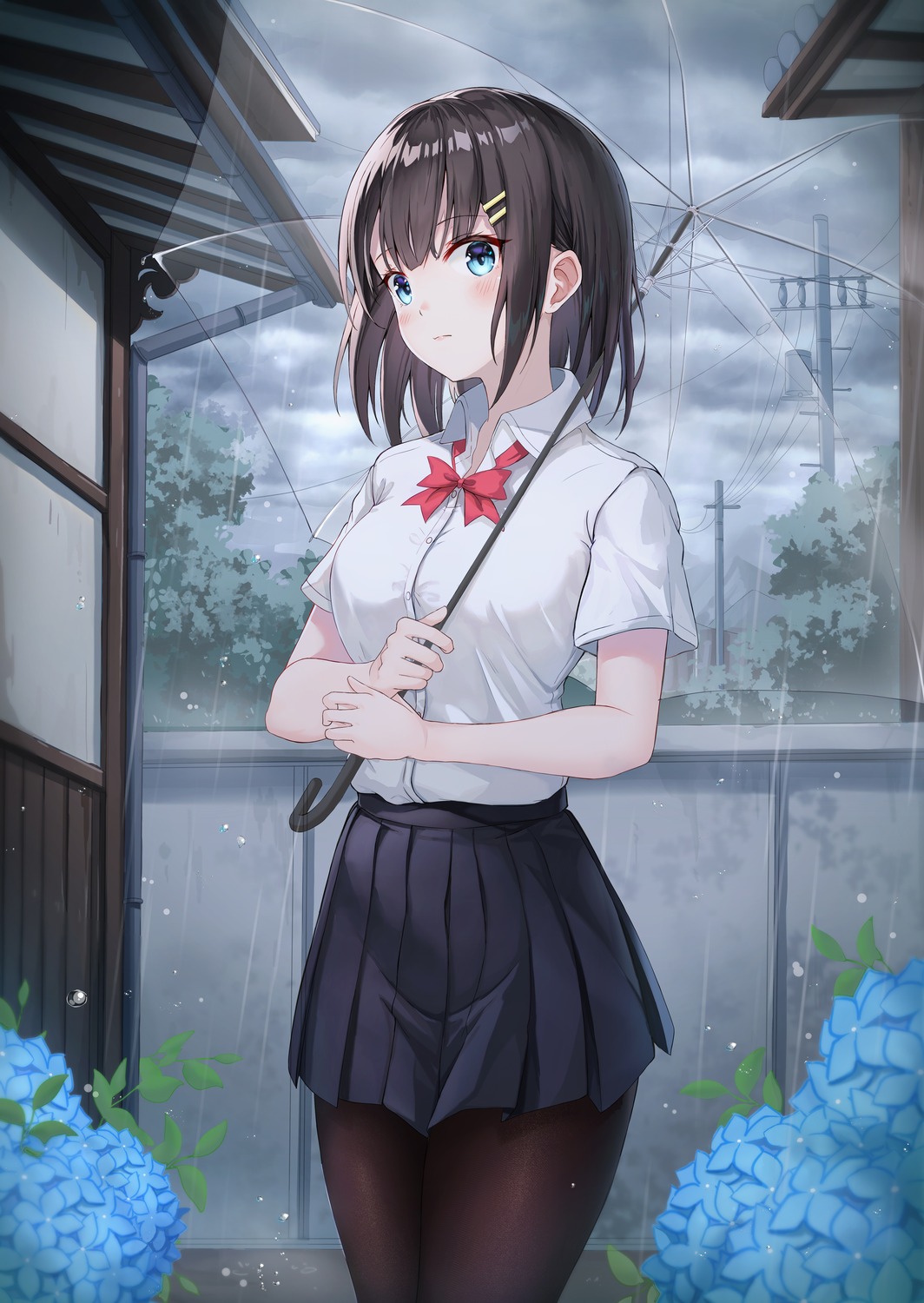artist_revision, neon_(hhs9444), pantyhose, seifuku, umbrella