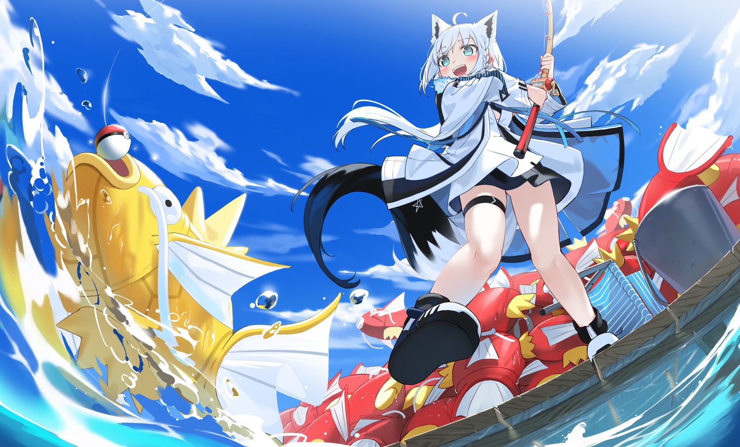 animal_ears, crossover, garter, hololive, hololive_gamers, kimyo, kitsune, magikarp