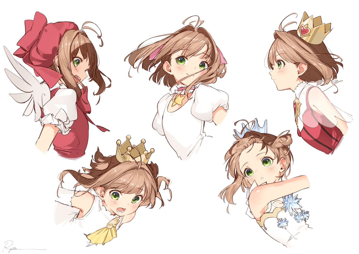 card_captor_sakura, dress, kinomoto_sakura, ryota_(ry_o_ta), see_through, sketch, wings