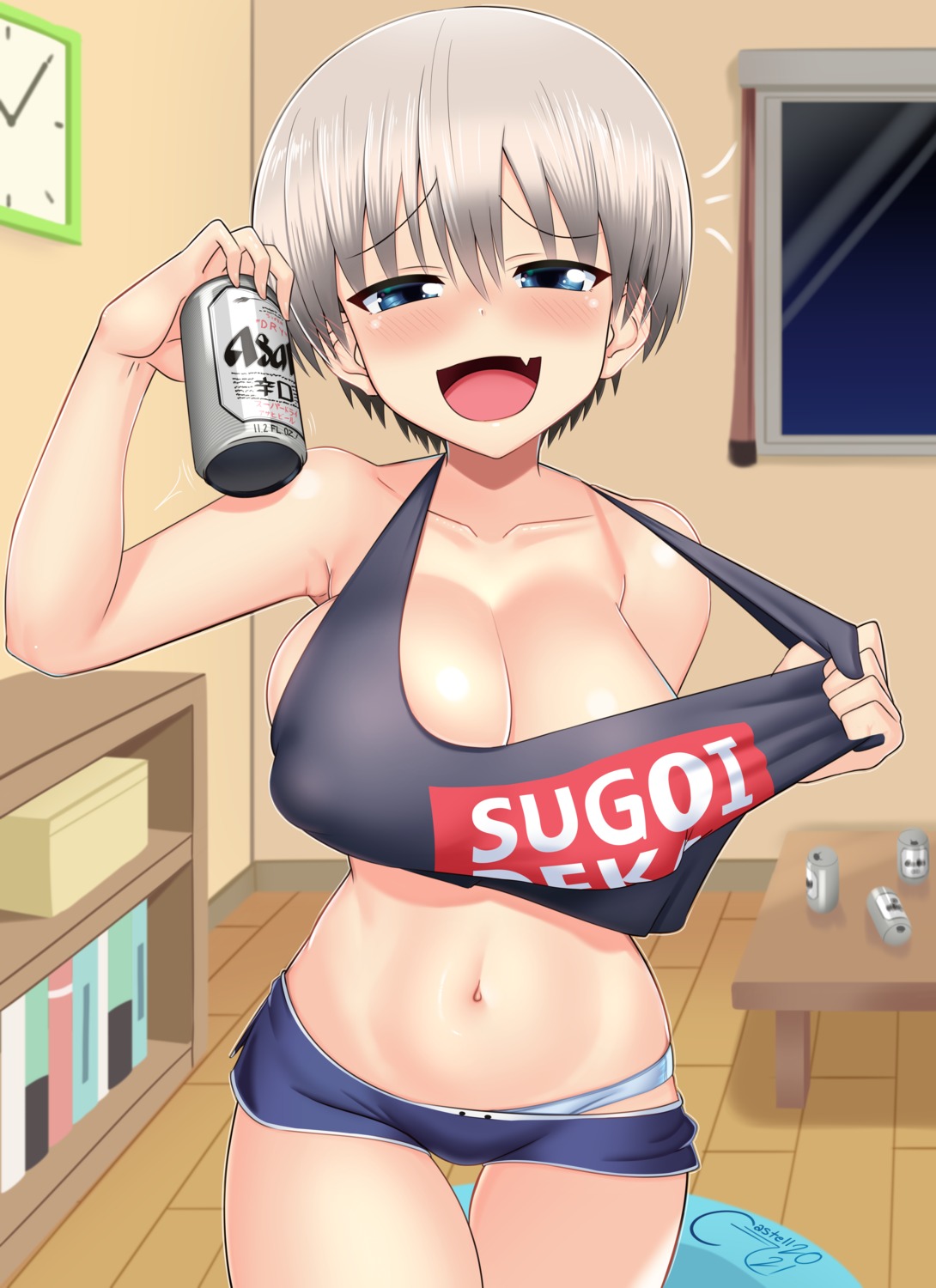 castell, erect_nipples, no_bra, pantsu, undressing, uzaki-chan_wa_asobi_tai!, uzaki_hana