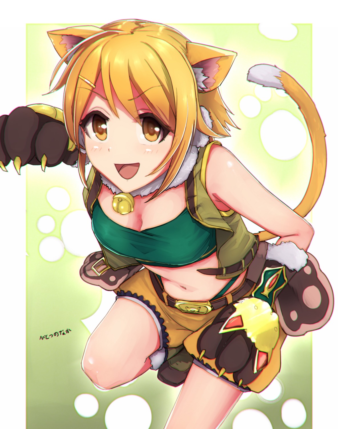 animal_ears, bikini_armor, cleavage, harusaki_hiyori, hitotu_no_naka, nekomimi, open_shirt, princess_connect!