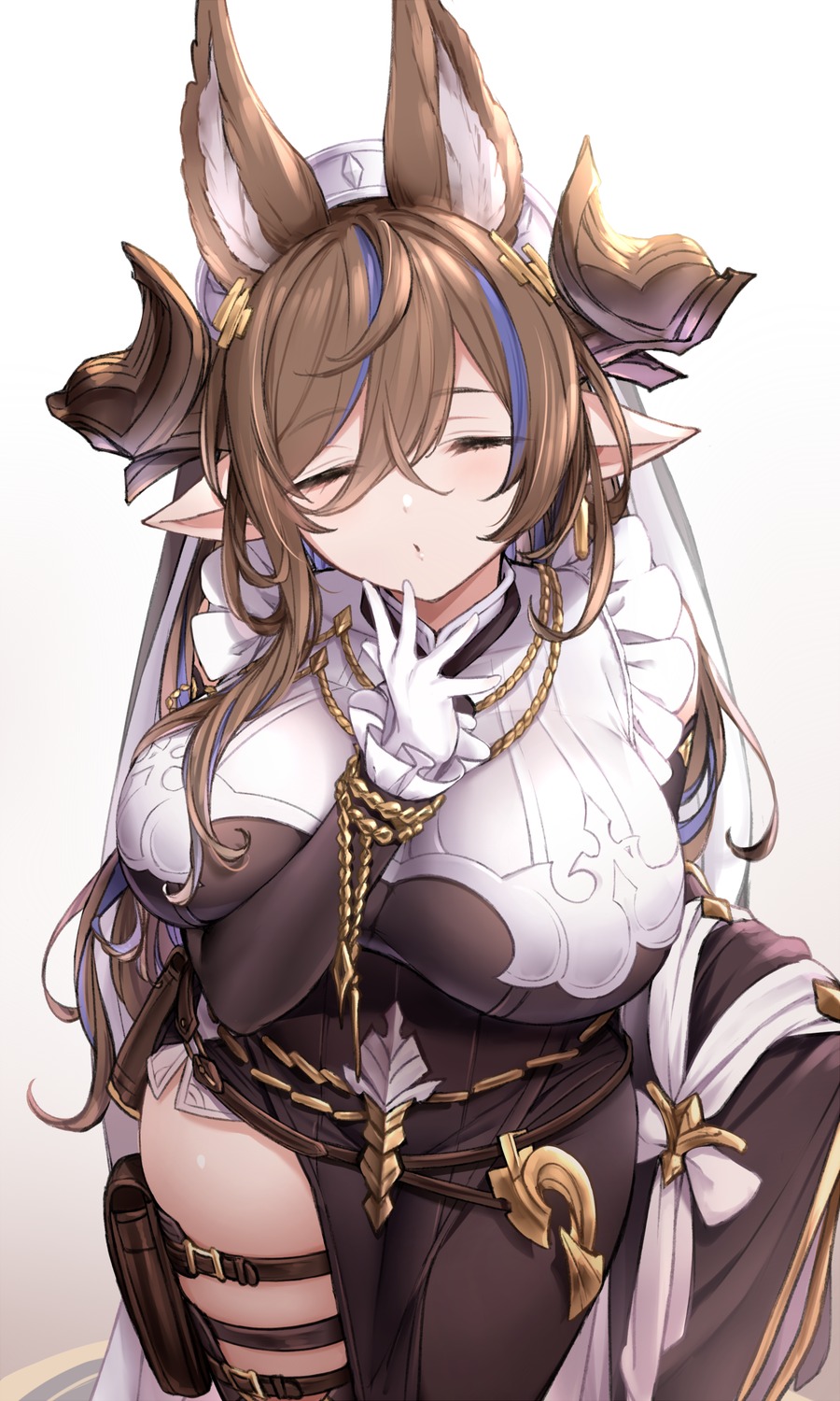 animal_ears, galleon_(granblue_fantasy), garter, granblue_fantasy, horns, iwao_(pixiv258710), maid, pointy_ears