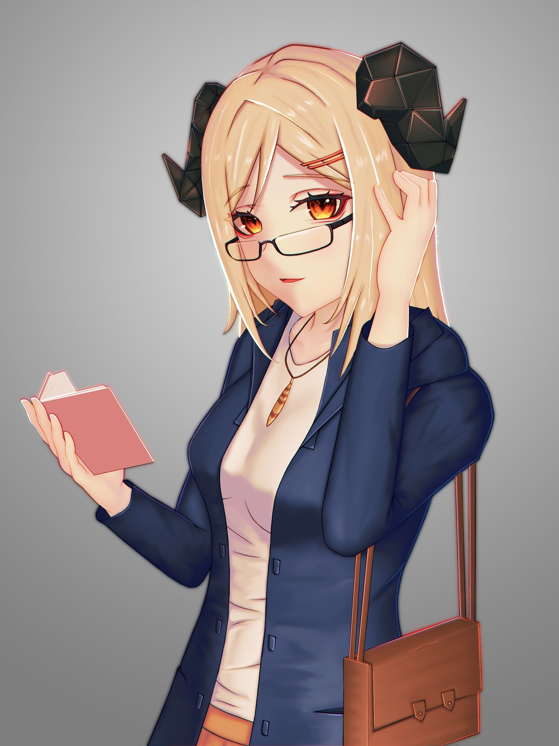 absurd_fox, arknights, horns, ifrit_(arknights), megane