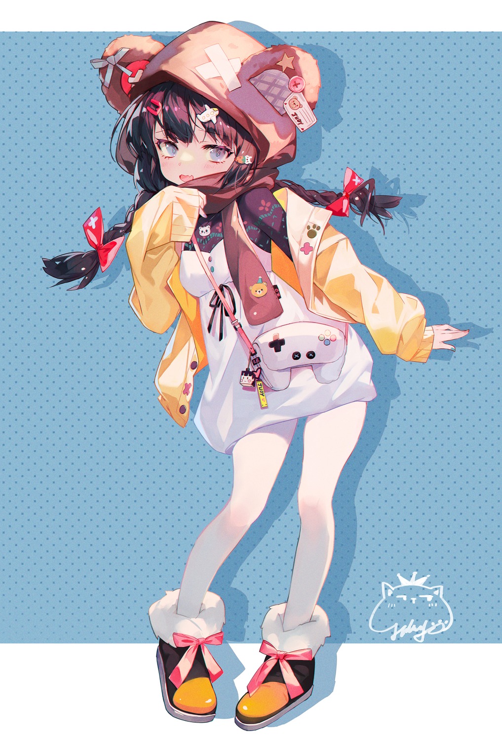 bandaid, dress, jiujiuyatou_(yayanzz), pantyhose