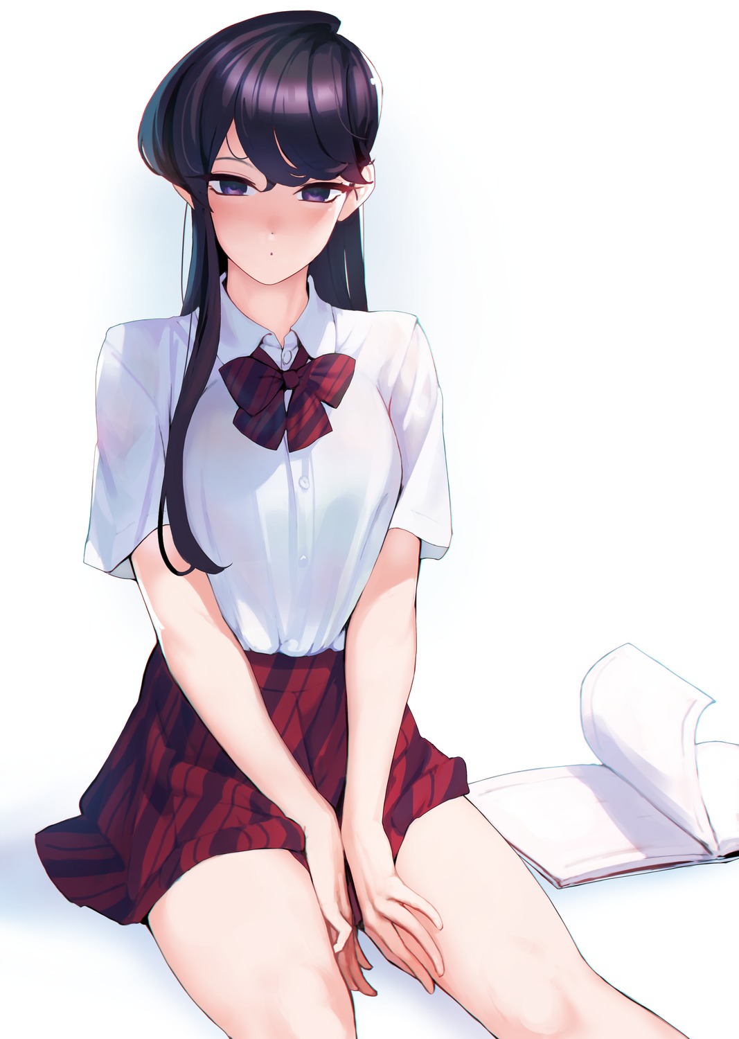 ataruman, komi-san_wa_komyushou_desu., komi_shouko, seifuku, skirt_lift