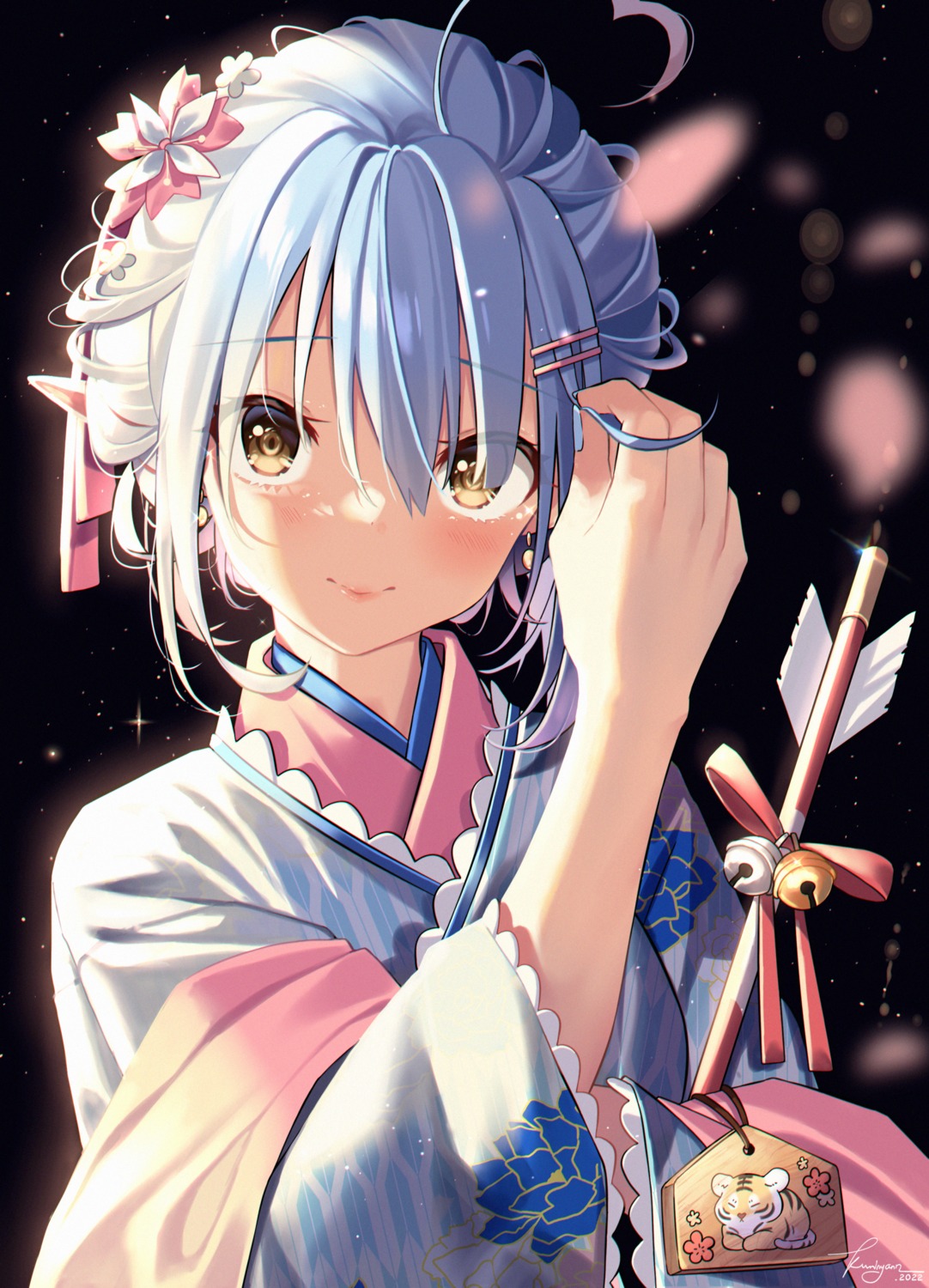 elf, hololive, kimono, kuri_(animejpholic), pointy_ears, yukihana_lamy