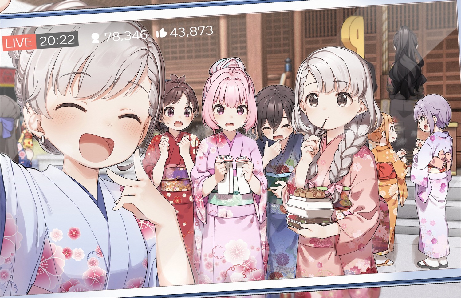 hisakawa_hayate, hisakawa_nagi, ichihara_nina, kimono, koshimizu_sachiko, kusaka_shi, selfie, sunazuka_akira, tachibana_arisu, the_idolm@ster, the_idolm@ster_cinderella_girls, the_idolm@ster_cinderella_girls_u149, tsujino_akari, yumemi_riamu