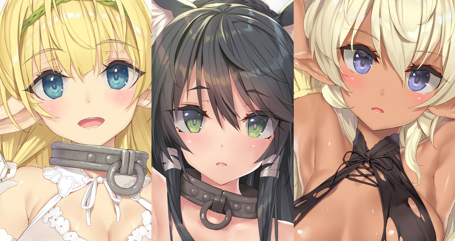 animal_ears, edelgard, elf, isekai_maou_to_shoukan_shoujo_no_dorei_majutsu, pointy_ears, rem_galleu, shera_l._greenwood, tsurusaki_takahiro