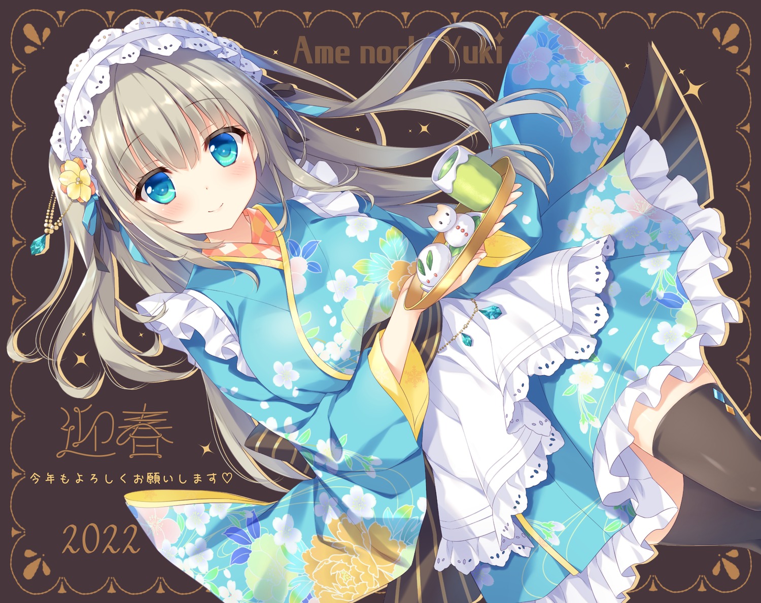 ameto_yuki, emerald_(ameto_yuki), maid, skirt_lift, thighhighs, wa_maid