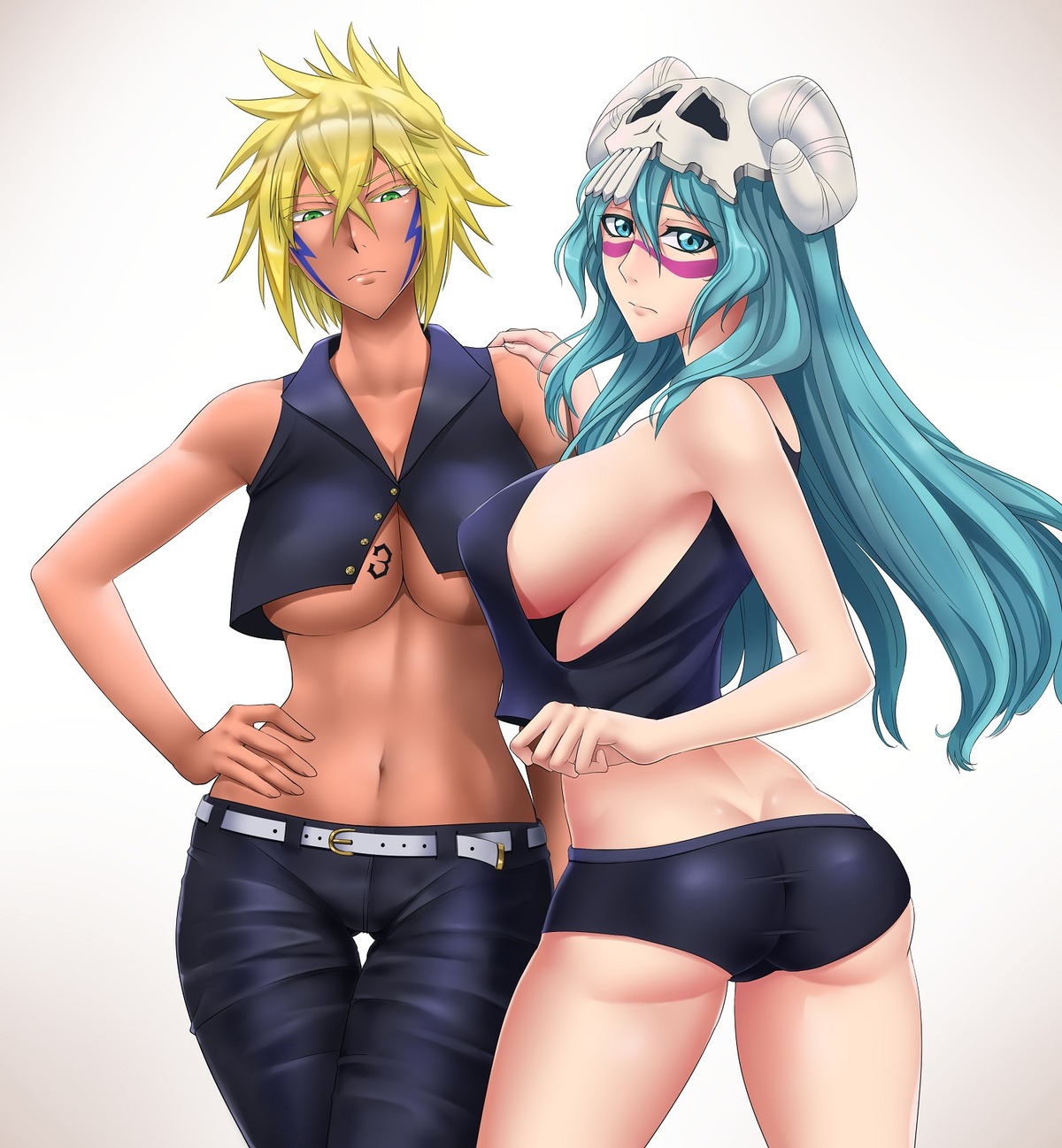 ass, bleach, neliel_tu_oderschvank, no_bra, sakuya_(liao_kj), tattoo, tier_harribel, underboob